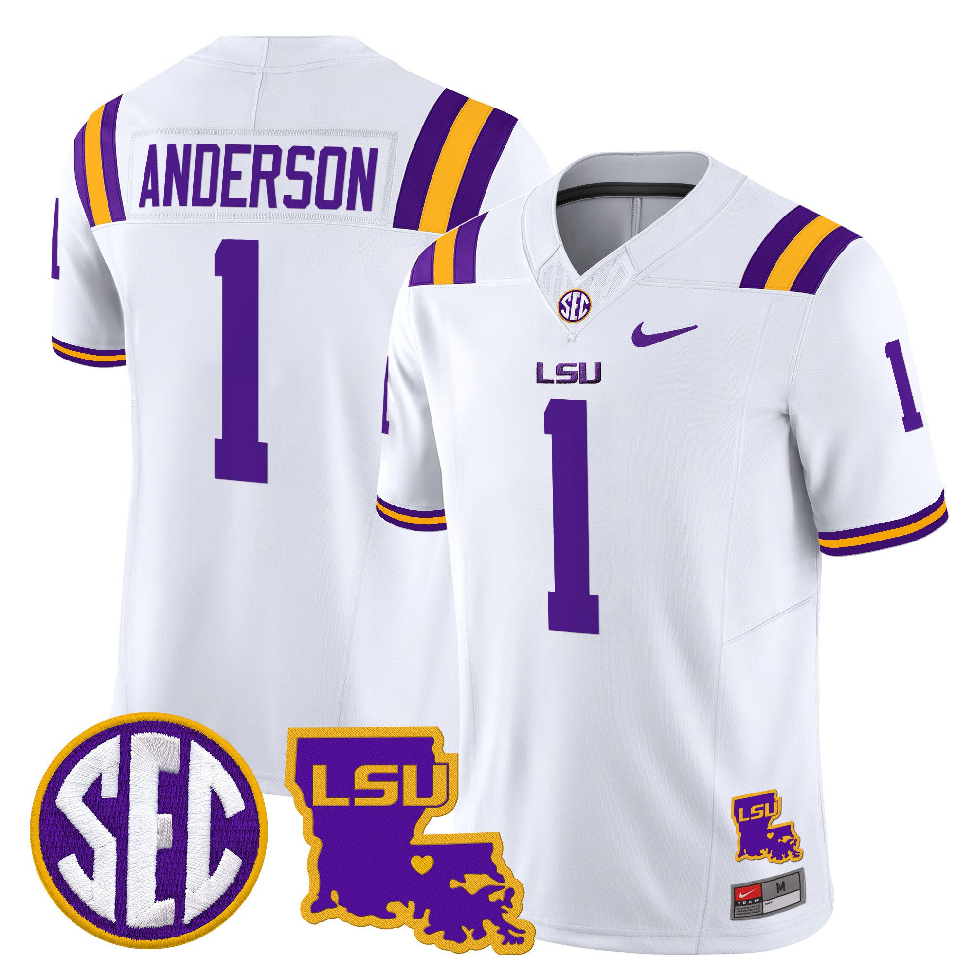 Men LSU Tigers #1 Anderson White 2024 Nike Louisiana Patch Vapor Limited NCAA Jersey